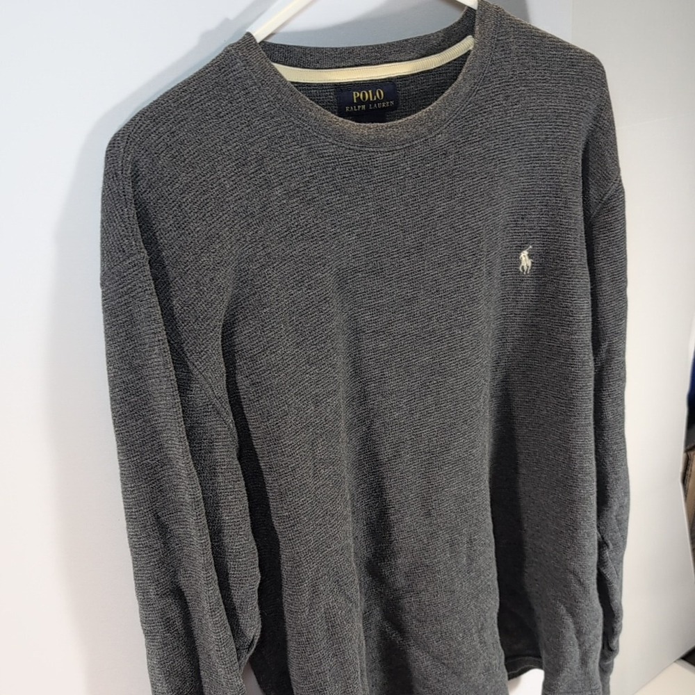 Polo Ralph Lauren Sleep Shirt Men's L Waffle Knit 100%‎ Cotton Long Sleeve Large - Picture 4 of 6